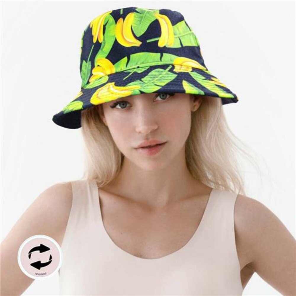 Banana Leaf Patterned Reversible Bucket Hat